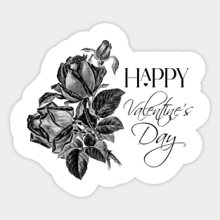 Valentine with Black Rose Flowers Bouquet Sticker